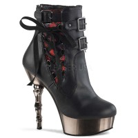 Muerto-1030 - Black Faux Leather Pewter Chrome  