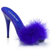 POISE-501F - Blue Satin Marabou Fur Blue