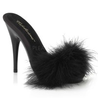 POISE-501F - Black Satin Marabou Fur