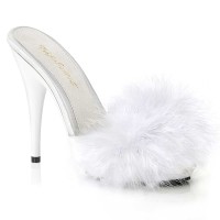 Poise-501F - White Satin Marabou Fur  