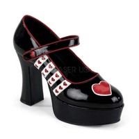 Funtasma Queen-55 - Black-White-Red Patent