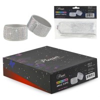 Rac-01 Ankle Cuffs - Crystal on Silver - 12 Pairs