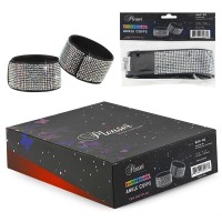 Rac-02 Ankle Cuffs - Crystal on Black - 12 Pairs