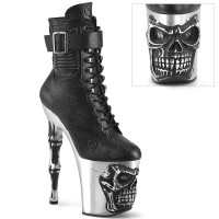 Rapture-1020STR-02 - Black Faux Leather Silver Matte Rubbed