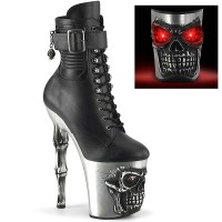 Rapture-1020STR-LT - Black Faux Leather Silver Matte Rubbed