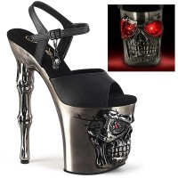 Rapture-809-LT - Black Faux Leather Satin Pewter Chrome