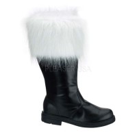 Funtasma Santa-100 - Black Pu-White Faux Fur