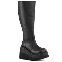 Shaker-100WC - Black Vegan Leather - Wide Calf