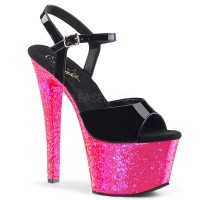 Sky-309UVLG - Black Pat Neon Pink Glitter  