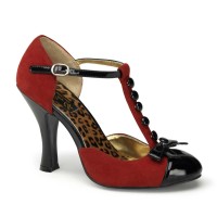 Pinup Couture  Smitten-10 - Red M. Suede-Black Patent