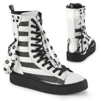 Sneeker-325 - White Vegan Leather Fishnet