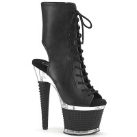 Spectator-1016 - Black Faux Leather Clear Matte - Size 9 - SPECIAL