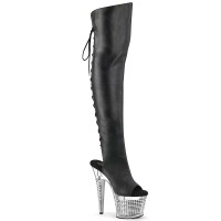 Spectator-3019 - Black Faux Leather Clear Silver Chrome