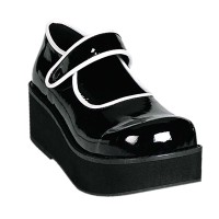 Demonia Sprite-01 - Black-White Patent