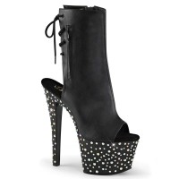 STARDANCE-1018-7 - Black Faux Leather Black Silver Multi Rhinestones