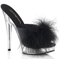 Sultry-601F - Black Pu Marabou Fur Clear