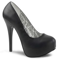 TEEZE-06W - Black Faux Leather