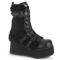 Trashville-218 - Black Vegan Leather Faux Fur