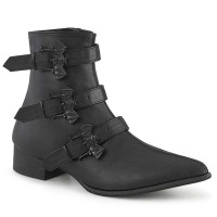 Warlock-50-B - Black Vegan Leather