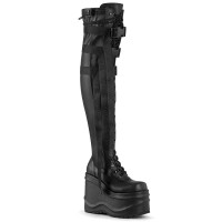 Wave-315 - Black Stretch Vegan Leather  