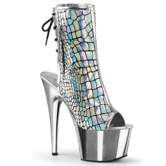 ADORE-1018HG - Silver Hologram Ostrich Pu Silver Chrome