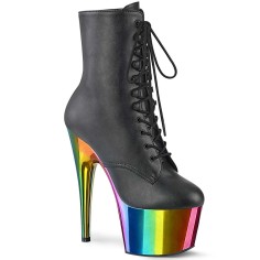 Adore-1020RC - Black Faux Leather Rainbow Chrome