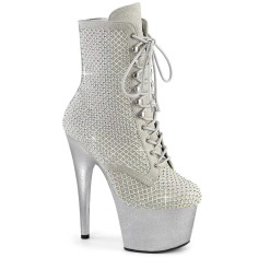 Adore-1020RM - Silver Faux Sude Rhinestones Mesh Matte