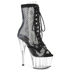 Adore-1021RM - Black Faux Suede RS Mesh Clear