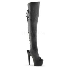 Adore-3019 - Black Faux Leather Matte Lace Up