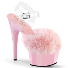 Adore-708FUR - Pink Faux Fur Clear