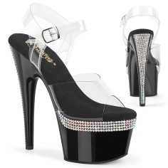 Adore-708PHRS - Clear Black Patent with Rhinestones