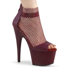 Adore-765RM - Burgundy Faux Leather Rhinestones Mesh Matte