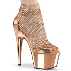 Adore-765RM - RGold Metallic Pu Rhinestones Mesh Chrome  