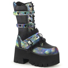 Ashes-120 - Black Vegan Leather Green MultiColored Oil  