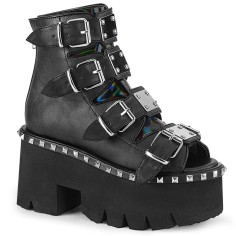 Ashes-70 - Black Vegan Leather & Hologram  