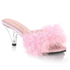Belle-301F - Pink Pu Fur Clear  