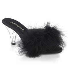 Belle-301F - Black Pu Fur Clear  