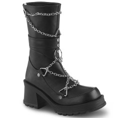 Bratty-120 - Black Vegan Leather
