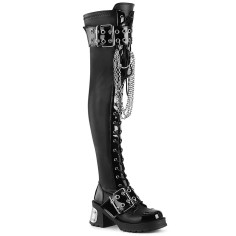 Bratty-304 - Black Stretch Vegan Leather