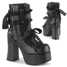 Charade-110 - Black Vegan Leathe Lace Overlay  