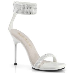 Chic-40 - White Faux Leather Rhinestones