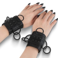 Da-402 - Wrist Cuffs - Black Vegan Leather