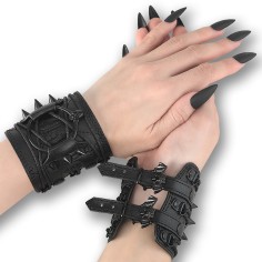 Da-406 - Wrist Cuffs - Black Vegan Leather