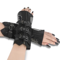Da-457 - Wrist Cuffs - Black Vegan Leather
