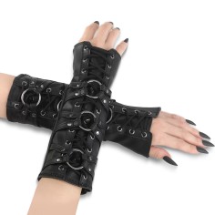 Da-462 - Wrist Cuffs - Black Vegan Leather