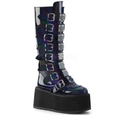 Damned-318 - Black Hologram Vegan Leather