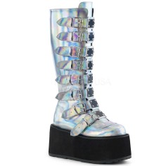 Damned-318 - Silver Hologram Vegan Leather  