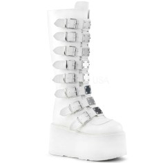 Damned-318 - White Vegan Leather  