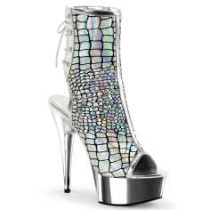 DELIGHT-1018HG - Silver Hologram Ostrich Pu Silver Chrome