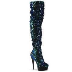 Delight-3004 - Green Iridescent Sequins Black  